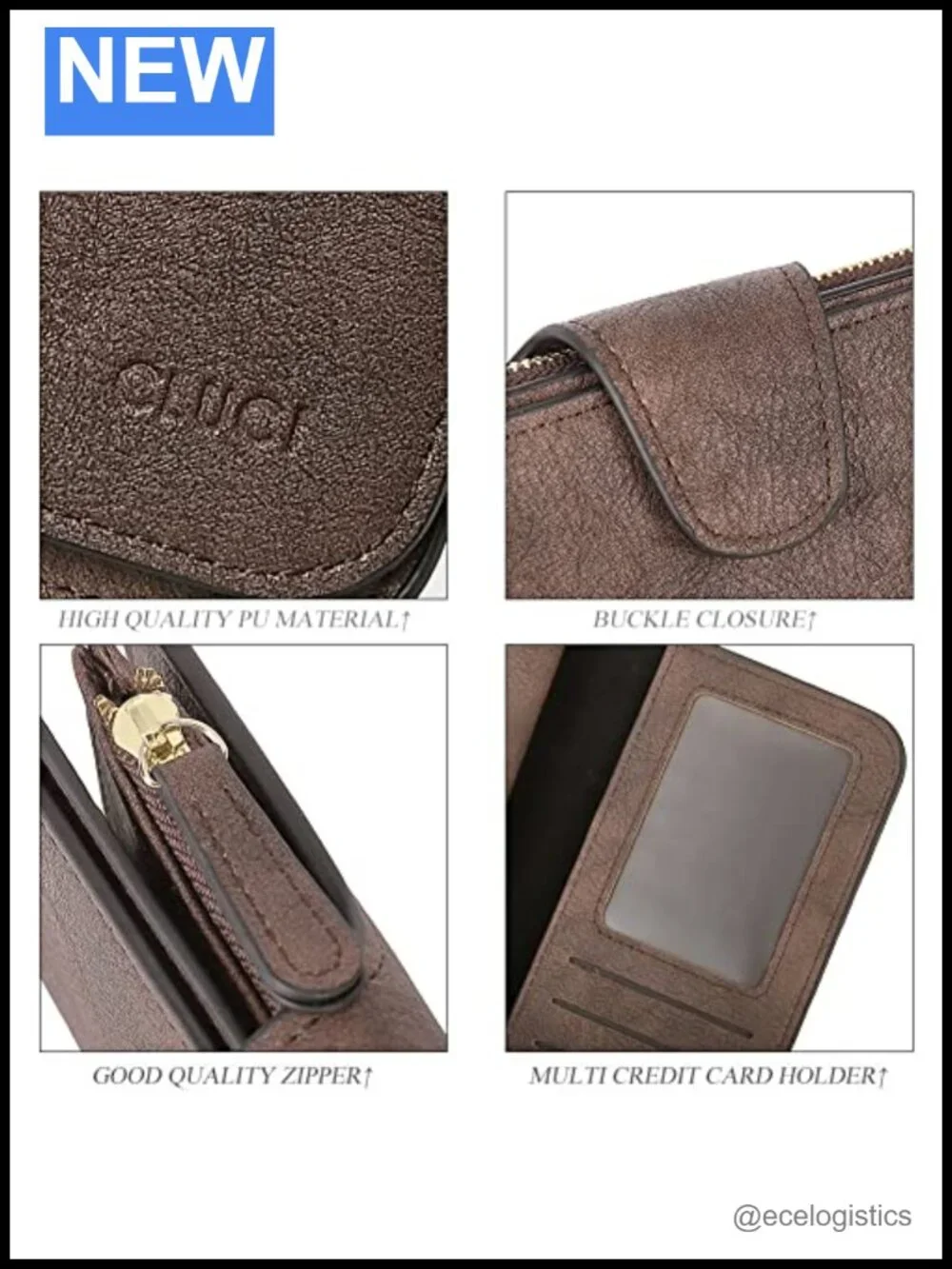 Leather RFID Blocking Tri-Fold Wallet with ID Window